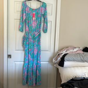 NWT Size M Odella Maxi Dress.  Amalfi Blue Best Fishes